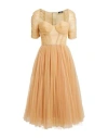 Elisabetta Franchi Woman Midi Dress Sand Size 6 Polyamide, Viscose In Beige