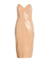 Shop Elisabetta Franchi Woman Midi Dress Sand Size 6 Polyester, Polyurethane In Beige
