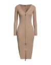 Elisabetta Franchi Woman Midi Dress Sand Size 6 Viscose, Polyester, Polyamide In Beige