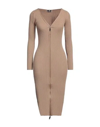 Elisabetta Franchi Woman Midi Dress Sand Size 6 Viscose, Polyester, Polyamide In Beige