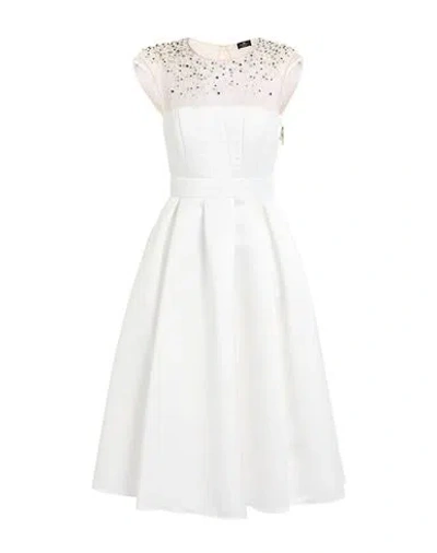 Elisabetta Franchi Woman Midi Dress White Size 4 Polyester, Polyamide