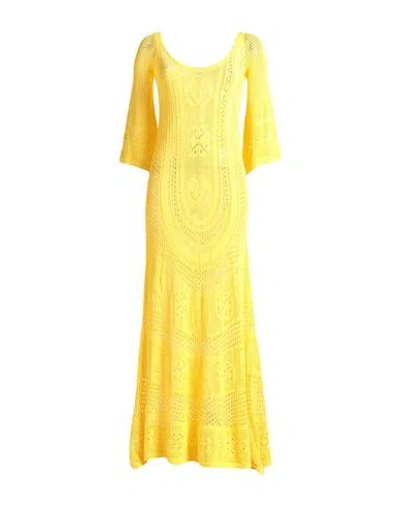 Elisabetta Franchi Woman Maxi Dress Yellow Size 4 Viscose, Polyamide