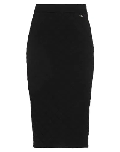 ELISABETTA FRANCHI ELISABETTA FRANCHI WOMAN MIDI SKIRT BLACK SIZE 4 VISCOSE, POLYESTER, POLYPROPYLENE