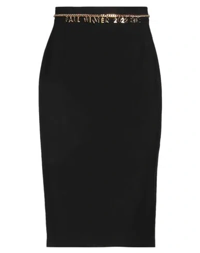 ELISABETTA FRANCHI ELISABETTA FRANCHI WOMAN MIDI SKIRT BLACK SIZE 4 VISCOSE, VIRGIN WOOL, ELASTANE