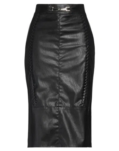 Elisabetta Franchi Woman Midi Skirt Black Size 8 Polyester, Polyurethane In Black