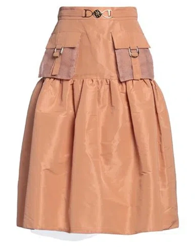 Elisabetta Franchi Woman Midi Skirt Blush Size 4 Polyester, Viscose In Brown
