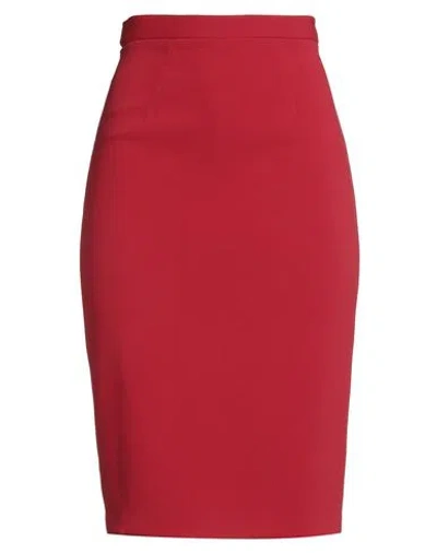 Elisabetta Franchi Woman Midi Skirt Brick Size 4 Acetate, Viscose, Elastane In Red