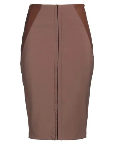 Elisabetta Franchi Woman Midi Skirt Brown Size 4 Polyamide, Elastane, Polyester