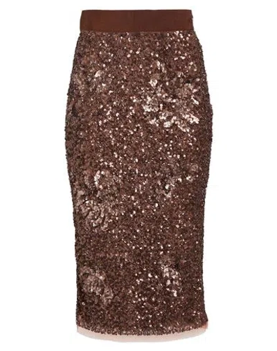 Elisabetta Franchi Woman Midi Skirt Brown Size 4 Polyamide, Plastic