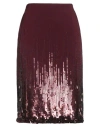 Elisabetta Franchi Woman Midi Skirt Burgundy Size 8 Polyester, Elastane, Plastic, Glass