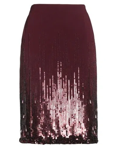 Elisabetta Franchi Woman Midi Skirt Burgundy Size 8 Polyester, Elastane, Plastic, Glass In Red