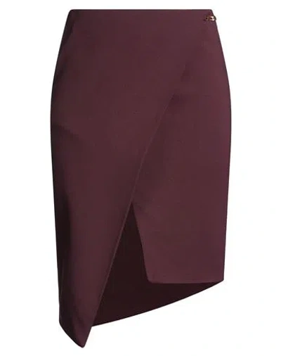 Elisabetta Franchi Woman Midi Skirt Burgundy Size 8 Viscose, Virgin Wool