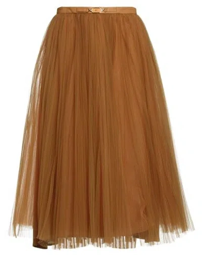 Elisabetta Franchi Woman Midi Skirt Camel Size 4 Polyamide, Polyester In Beige