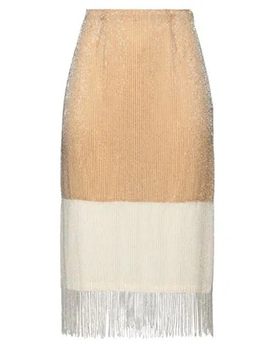 Elisabetta Franchi Woman Midi Skirt Camel Size 10 Polyester In Beige
