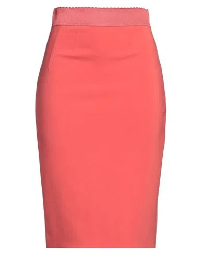 Elisabetta Franchi Woman Midi Skirt Coral Size 4 Polyester, Elastane, Rubber In Red