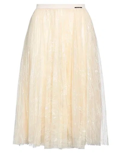 Elisabetta Franchi Woman Midi Skirt Cream Size 6 Polyamide In White