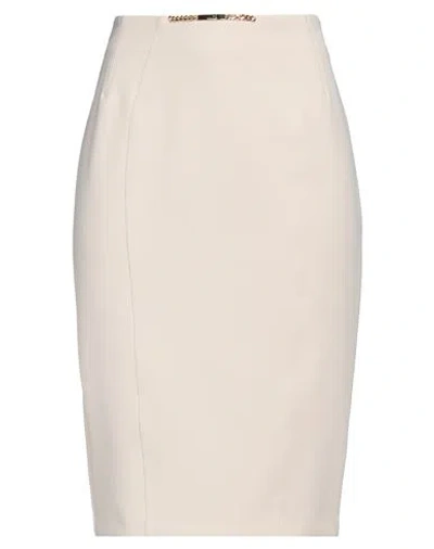 Elisabetta Franchi Woman Midi Skirt Cream Size 8 Polyester, Elastane In White