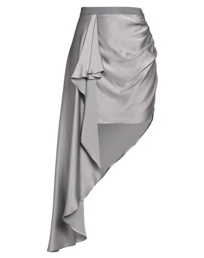 Elisabetta Franchi Woman Midi Skirt Grey Size 8 Acetate, Viscose In Grey