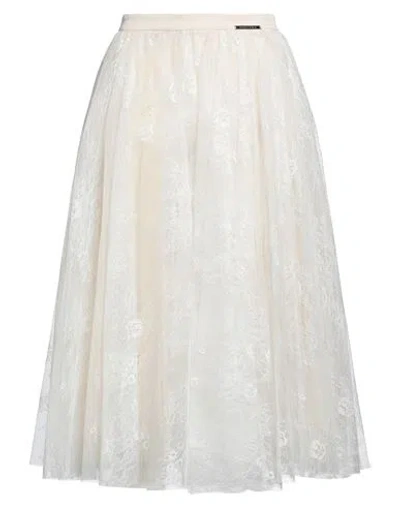 ELISABETTA FRANCHI ELISABETTA FRANCHI WOMAN MIDI SKIRT IVORY SIZE 6 POLYESTER