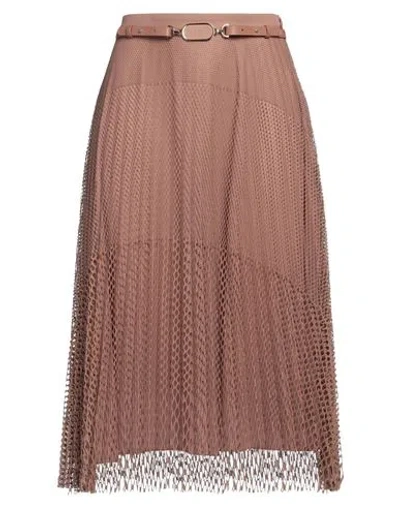 Elisabetta Franchi Woman Midi Skirt Light Brown Size 2 Polyester In Pink