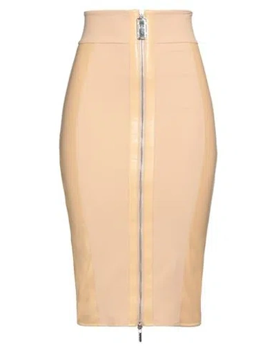 Elisabetta Franchi Woman Midi Skirt Light Brown Size 4 Polyamide, Elastane, Polyester In Beige