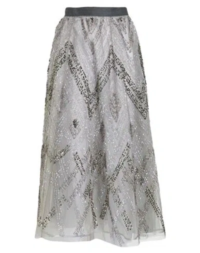 Elisabetta Franchi Woman Midi Skirt Light Grey Size 6 Polyamide, Plastic In Gray