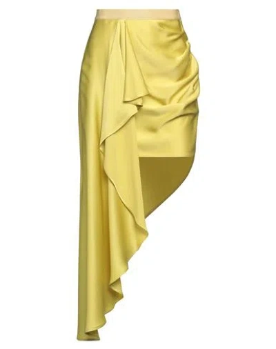 ELISABETTA FRANCHI ELISABETTA FRANCHI WOMAN MIDI SKIRT LIME GREEN SIZE 6 ACETATE, VISCOSE