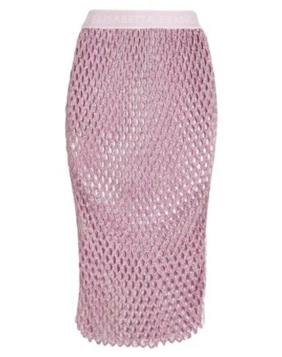 Elisabetta Franchi Woman Midi Skirt Mauve Size 4 Cotton, Glass In Purple