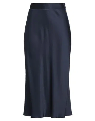 Elisabetta Franchi Woman Midi Skirt Midnight Blue Size 8 Acetate, Viscose
