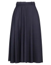 Elisabetta Franchi Woman Midi Skirt Midnight Blue Size 12 Polyester, Virgin Wool, Elastane