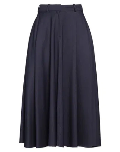 Elisabetta Franchi Woman Midi Skirt Midnight Blue Size 12 Polyester, Virgin Wool, Elastane