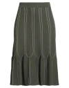Elisabetta Franchi Woman Midi Skirt Military Green Size 10 Viscose, Polypropylene, Polyester In Green