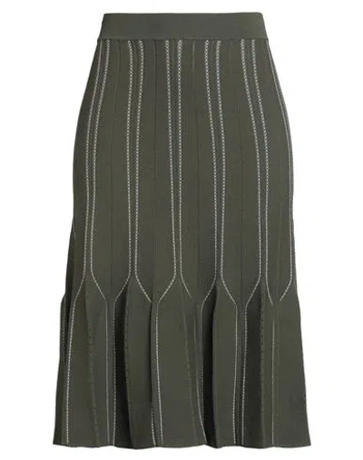 Elisabetta Franchi Woman Midi Skirt Military Green Size 10 Viscose, Polypropylene, Polyester