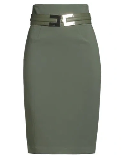 Elisabetta Franchi Woman Midi Skirt Military Green Size 6 Polyester, Elastane, Textile Fibers