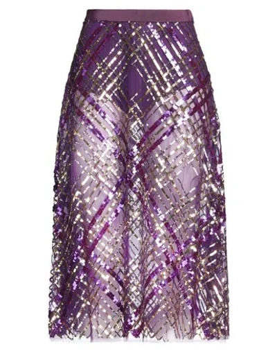 Elisabetta Franchi Woman Midi Skirt Purple Size 10 Polyamide, Plastic