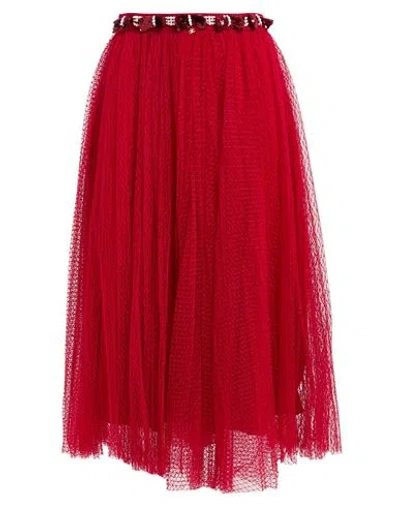 Elisabetta Franchi Woman Midi Skirt Red Size 4 Polyamide, Polyester, Plastic, Glass