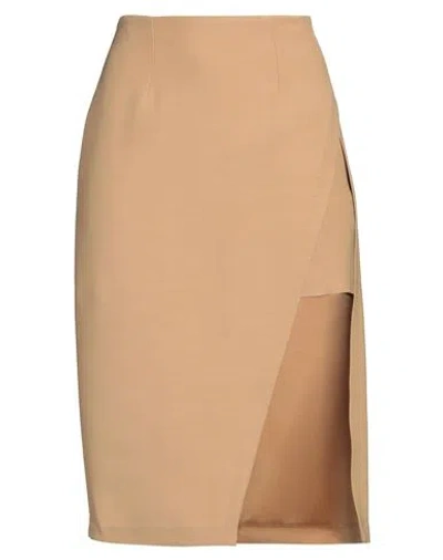 Elisabetta Franchi Woman Midi Skirt Sand Size 4 Wool, Viscose, Silk