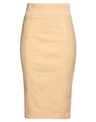 Elisabetta Franchi Woman Midi Skirt Sand Size 8 Polyamide, Elastane, Polyester