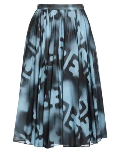 Elisabetta Franchi Woman Midi Skirt Slate Blue Size 6 Cotton