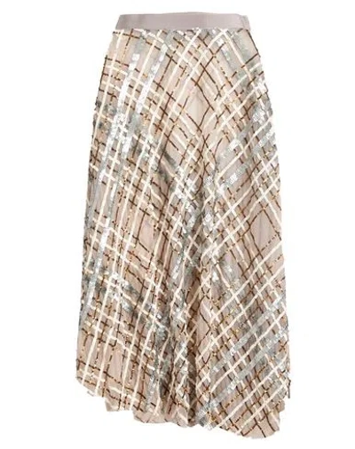 Elisabetta Franchi Woman Midi Skirt Taupe Size 4 Polyamide, Plastic