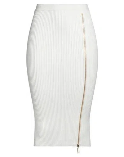 Elisabetta Franchi Woman Midi Skirt White Size 4 Viscose, Polyester, Polyamide