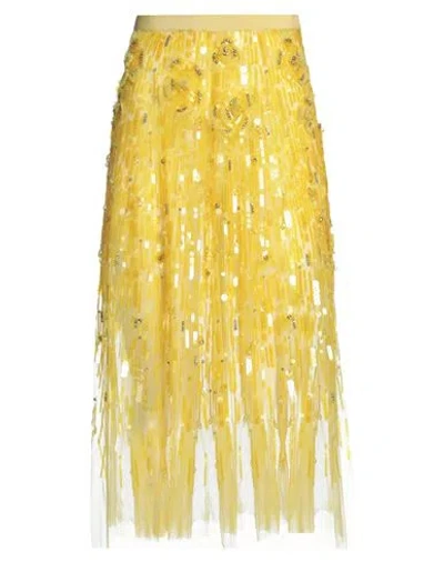 Elisabetta Franchi Woman Midi Skirt Yellow Size 6 Polyamide, Plastic, Glass, Viscose