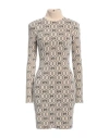Elisabetta Franchi Mongram-intarisa Knitted Minidress In Beige