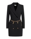 Elisabetta Franchi Belted Crepe Coat Dress In Black