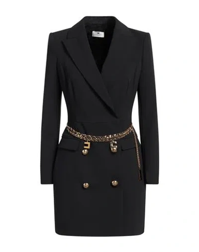 ELISABETTA FRANCHI ELISABETTA FRANCHI WOMAN MINI DRESS BLACK SIZE 12 POLYESTER, ELASTANE