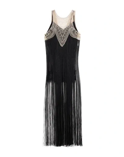 Elisabetta Franchi Woman Maxi Dress Black Size 2 Polyamide, Acrylic, Glass, Brass