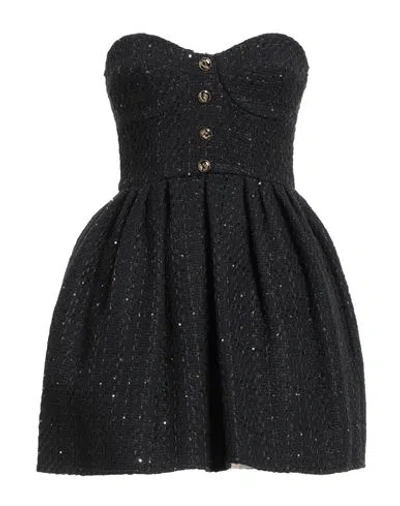 Elisabetta Franchi Woman Mini Dress Black Size 4 Cotton, Acrylic, Polyester, Textile Fibers, Metal