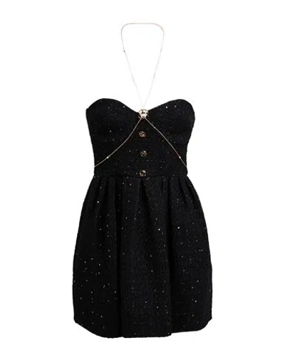 Elisabetta Franchi Woman Mini Dress Black Size 8 Cotton, Acrylic, Synthetic Fibers, Polyamide, Metal