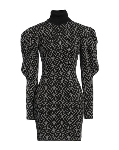 Elisabetta Franchi Jacquard Logo-motif High Neck Minidress In Black