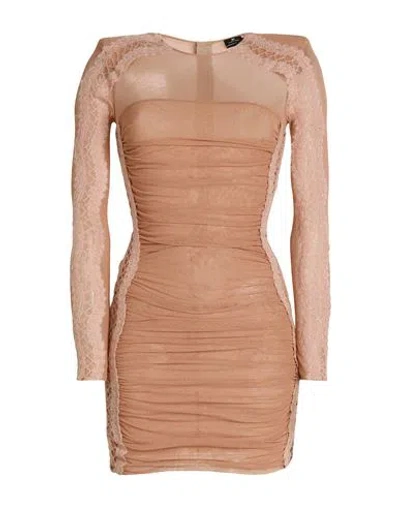 Elisabetta Franchi Woman Mini Dress Blush Size 6 Cotton, Elastane, Acrylic, Polyamide, Mohair Wool In Pink